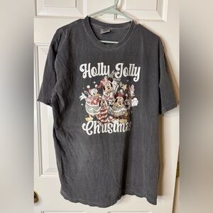 Disney Boutique Holiday Characters Graphic Tee - Charcoal w/ Red & White Accents